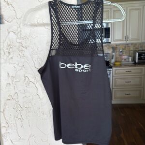 bebe Black Mesh Muscle Tee